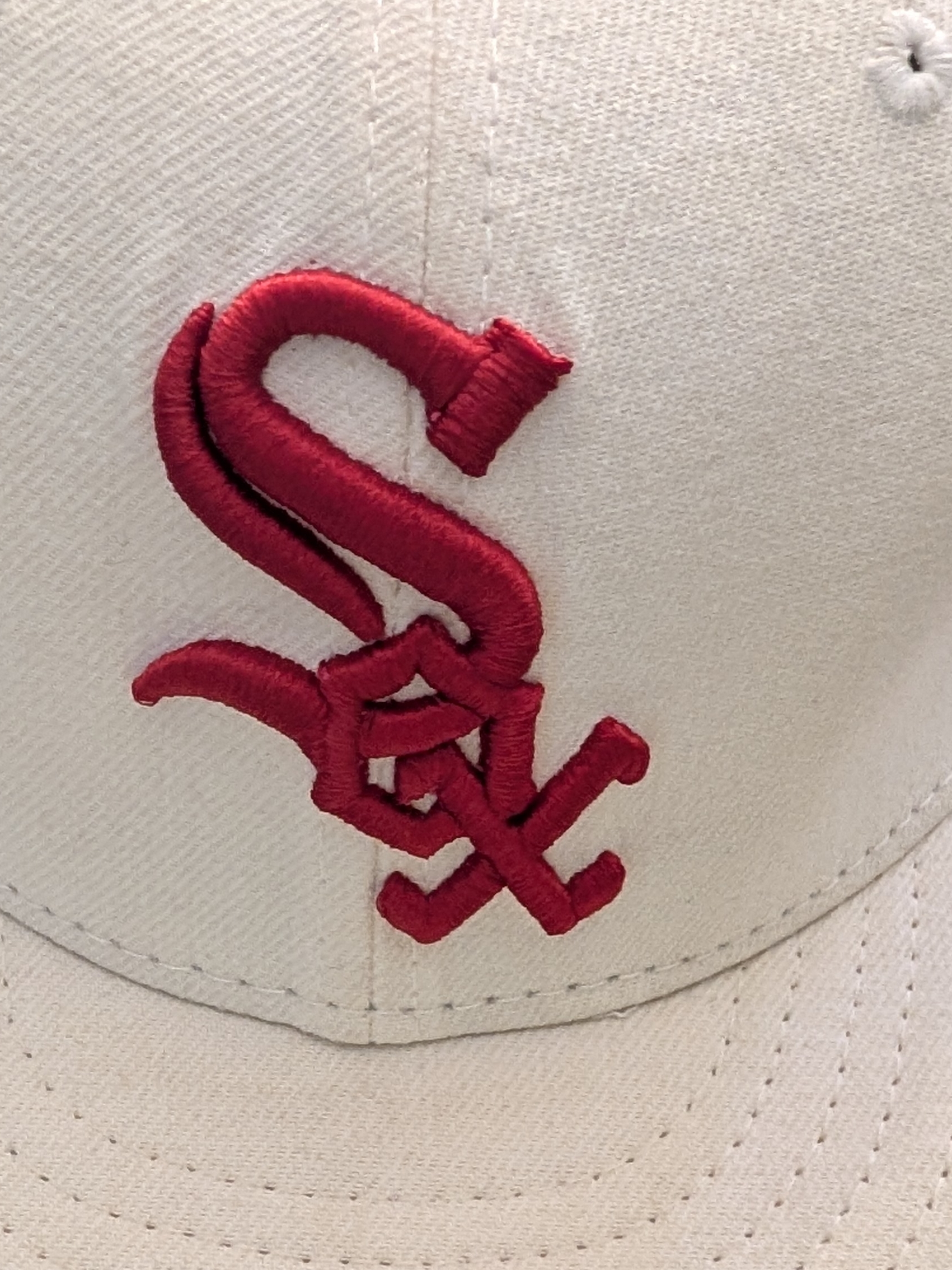 White Baseball Cap With Red Embroidered Sox Logo